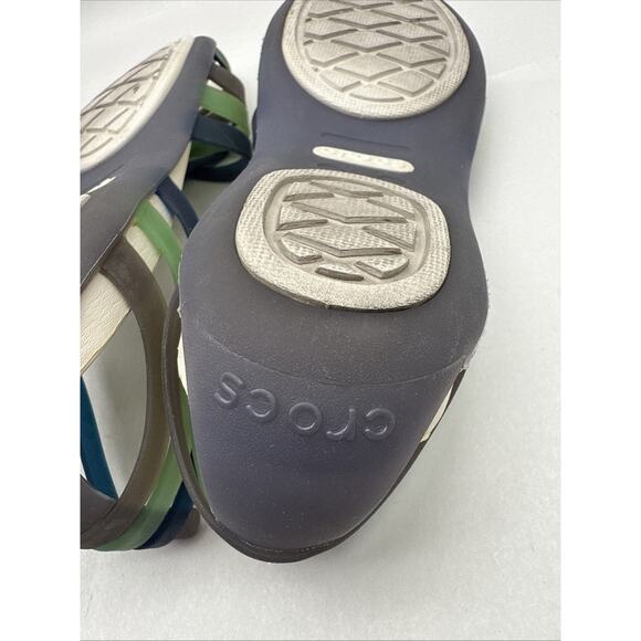 CROCS Womens sz 6W Jelly Sandal HUARACHE Strappy Ballet Flats Beach USED *READ.. - Picture 11 of 14